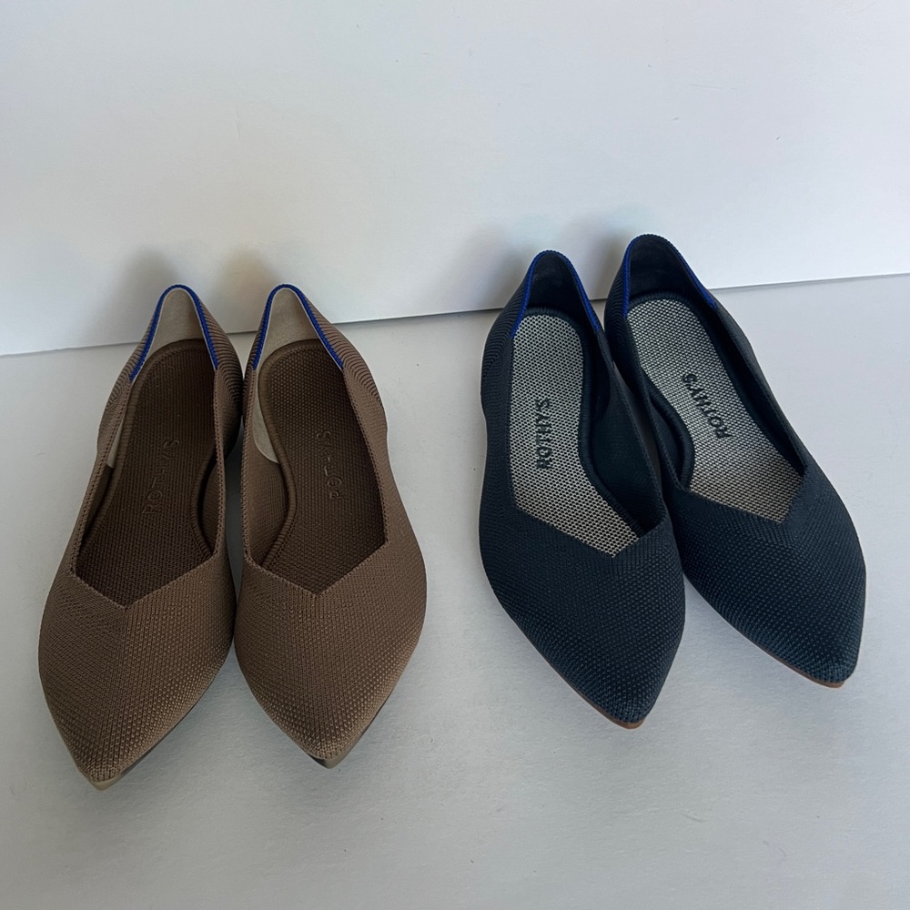 Lot of two Women's Rothy's Navy Blue/Portabello Points Slip-ON Size 7 EUC